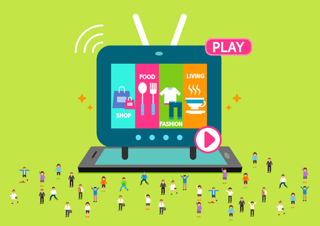 TV player application on mobile phoneのイラスト素材