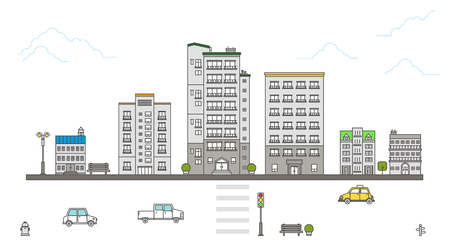 City building street and vehicle, vector illustration.のイラスト素材