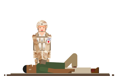 Soldier rescue the people, vector illustration.のイラスト素材