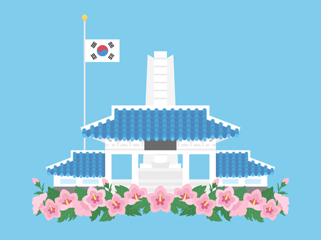 Korea national cemetery, vector illustration.のイラスト素材