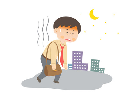 Businessman feels tired, vector illustration.のイラスト素材