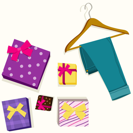 Jeans and giftbox Vector illustration.のイラスト素材
