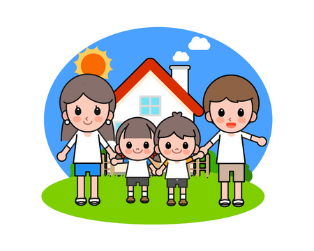 Happy family with smile, vector illustration.のイラスト素材