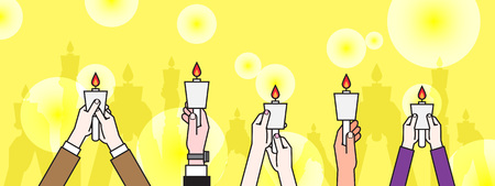 People Hand holding candle, prayのイラスト素材