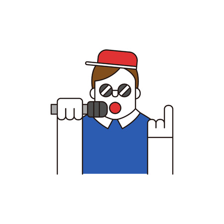 Artist singing with microphone, vector illustration.のイラスト素材
