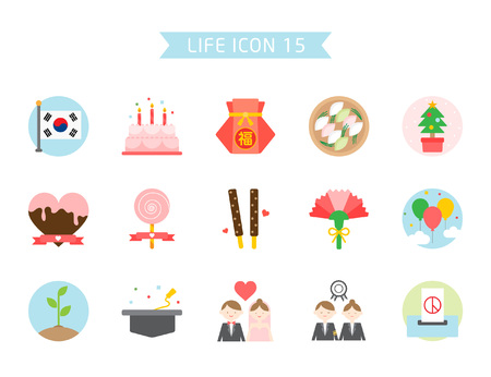Korea holiday icon set, vector illustration.のイラスト素材