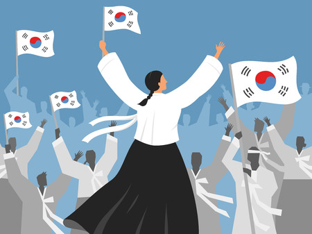 Independence day on people silhouette, vector illustration.のイラスト素材