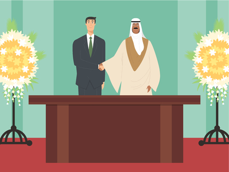 The presidents of two countries having meeting, vector illustration.のイラスト素材