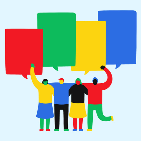 Global people with speech bubbleのイラスト素材