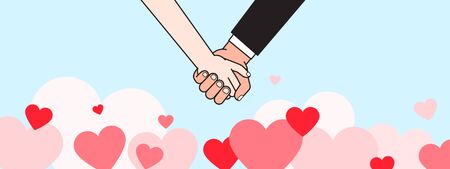 Romantic Couple holding handのイラスト素材