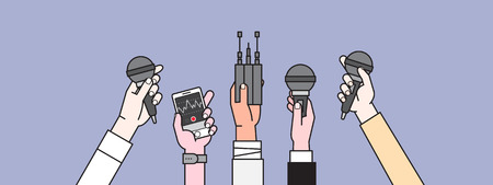 People Hand holding microphone, interviewのイラスト素材