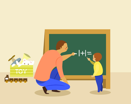 Father teaching to babyのイラスト素材