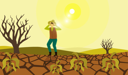 Farmer suffering drought damageのイラスト素材