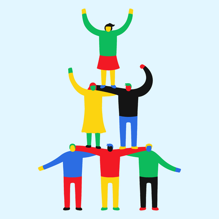 Global people making pyramidのイラスト素材