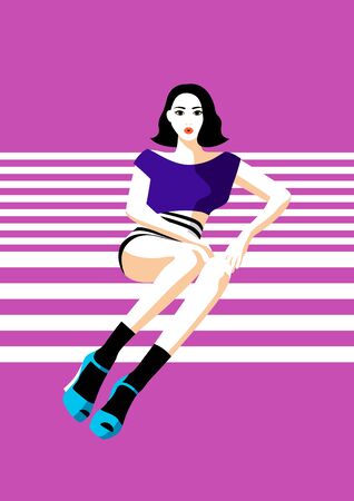 Sexy beautiful woman posing, vector illustration.のイラスト素材