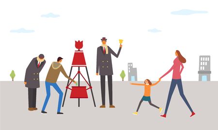 People putting money into donation boxのイラスト素材