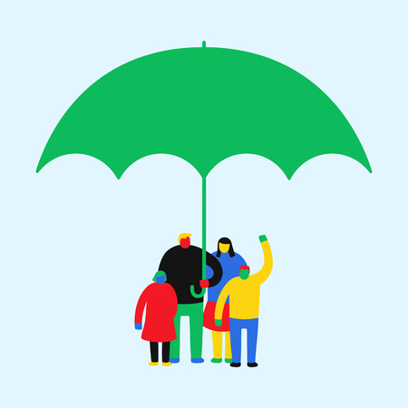 Global people holding umbrellaのイラスト素材