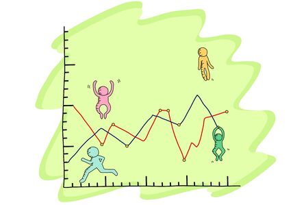 Graph with people icon illustrationのイラスト素材