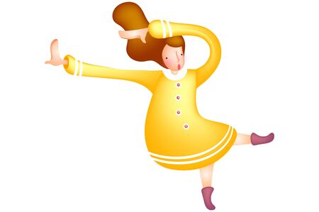 Beautiful woman flight jumpingのイラスト素材