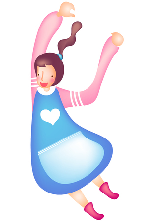 Beautiful woman flight jumpingのイラスト素材