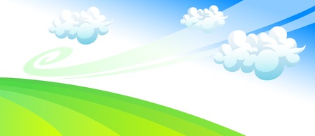 Grassland with cloud and windのイラスト素材