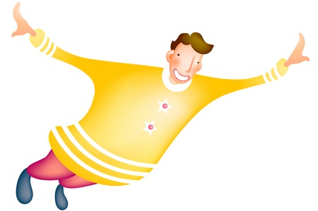 Handsome man flight jumpingのイラスト素材