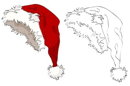Vintage style hand drawn santa hatのイラスト素材