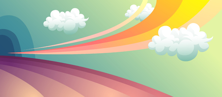 Country road, mountain with cloudのイラスト素材