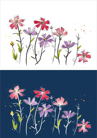 Two version background of flower sketchのイラスト素材