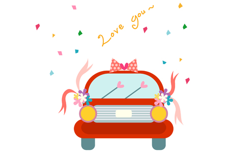 Wedding car illustrationのイラスト素材