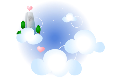 City building on cloudのイラスト素材