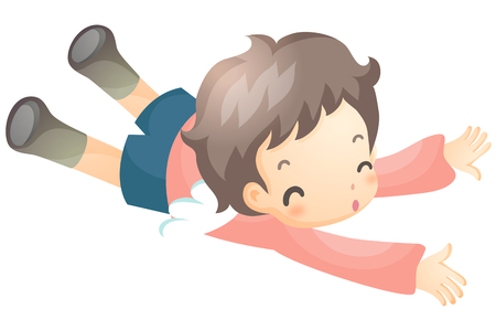 Boy in angel costume flyingのイラスト素材