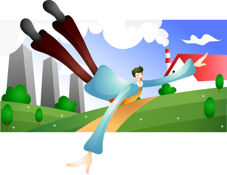 Businessman flying in the skyのイラスト素材