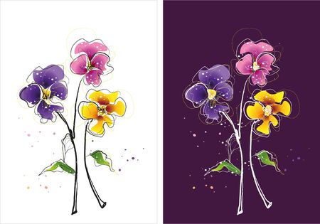 Two version background of flower sketchのイラスト素材