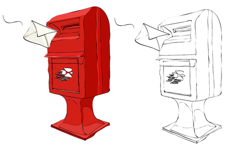 Vintage style hand drawn postboxのイラスト素材