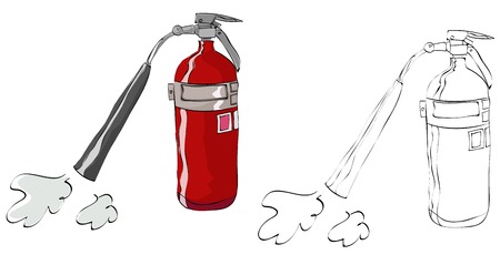 Vintage style hand drawn fire extinguisherのイラスト素材