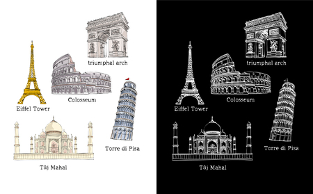 Two version of world attraction icon setのイラスト素材