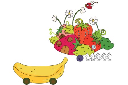 Fruit shape architecture and carのイラスト素材