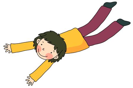 Beautiful woman flight jumpingのイラスト素材