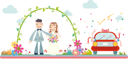 Romantic couple on wedding dayのイラスト素材