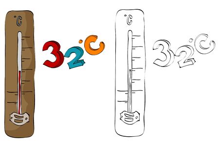 Vintage style hand drawn thermometerのイラスト素材