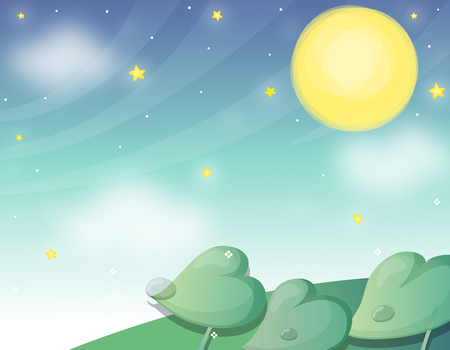 Nature scene of park at nightのイラスト素材