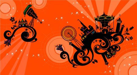 Amusement park with abstract curve decorationのイラスト素材