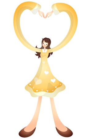 Woman making heart with armのイラスト素材