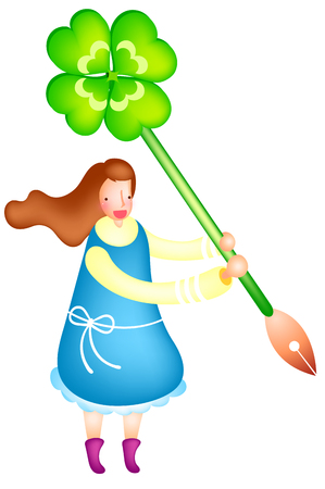 Beautiful woman holding penのイラスト素材