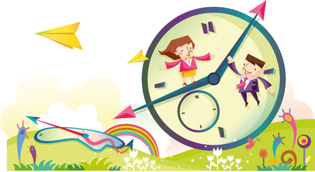 Business couple with clockのイラスト素材