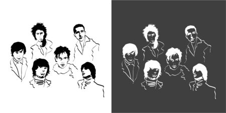 Two version of fashion people icon setのイラスト素材