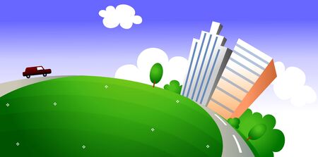 City building with streetのイラスト素材