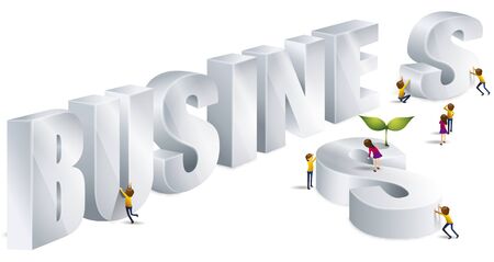 Tiny people with BUSINESSのイラスト素材