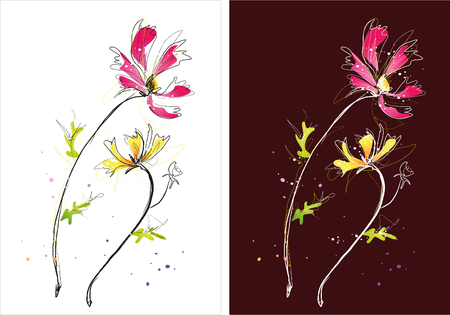 Two version background of flower sketchのイラスト素材